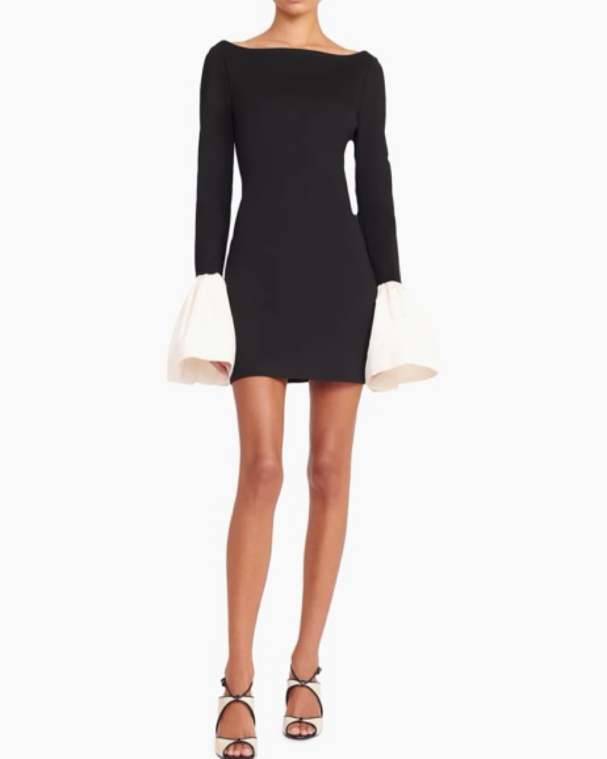 black mini dress with bell sleeves Paige Dress in Black XS