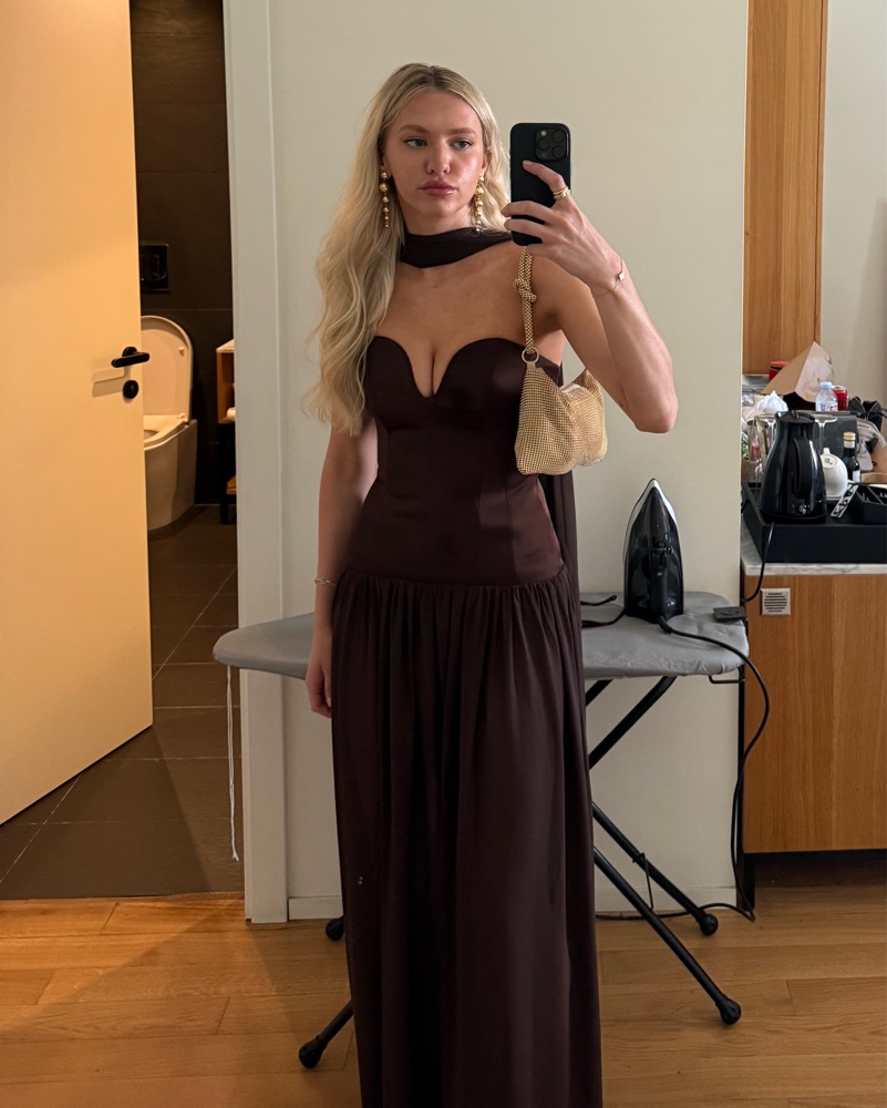 LPA Brown Corset Formal Maxi Dress by LPA - Pickle