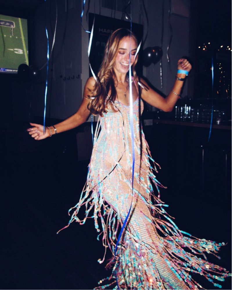 white christmas dresses Tera Sequin Fringe Crochet Dress – Retrofete main image 1
