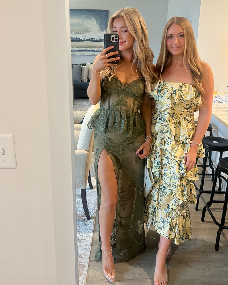 slim fit dress slacks Olive Green Corset Lace-Up A-Line Long Formal Prom Dress main image 0
