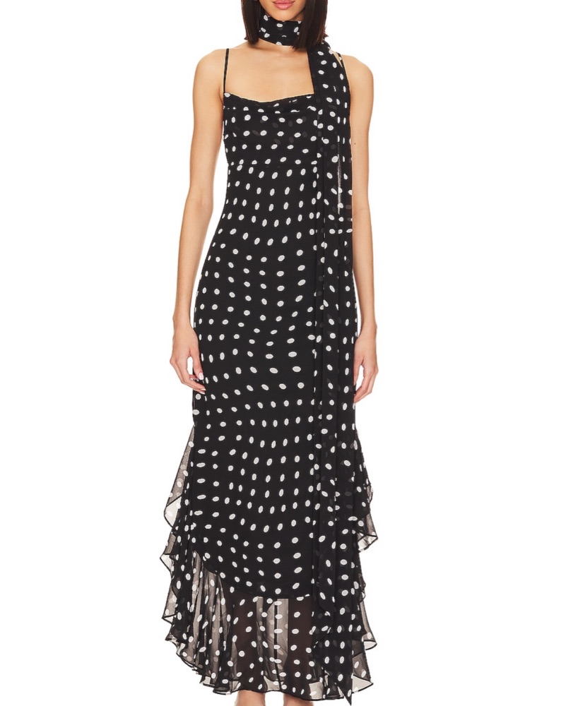 lpa brown polka dot dress Anika Maxi Dress
