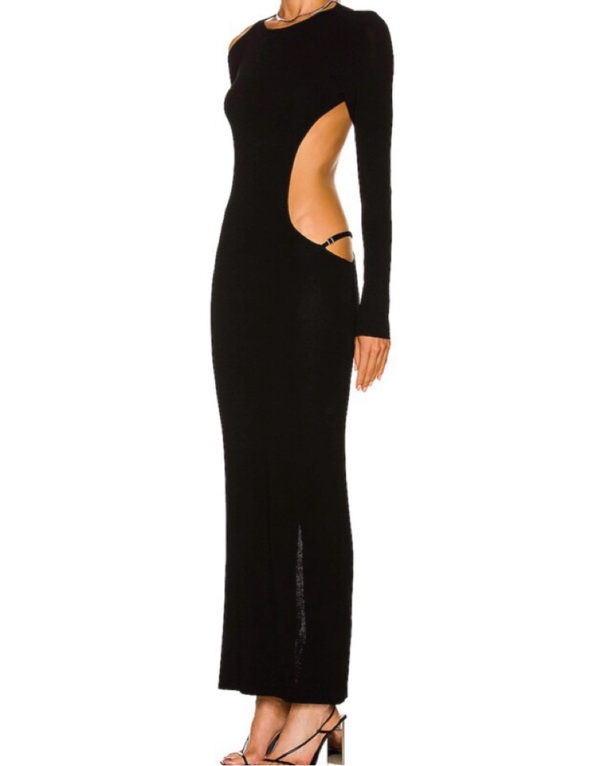 navy blue dress for baby girl AYA MUSE Cowl-Neck Backless Cotton-Blend Maxi Dress