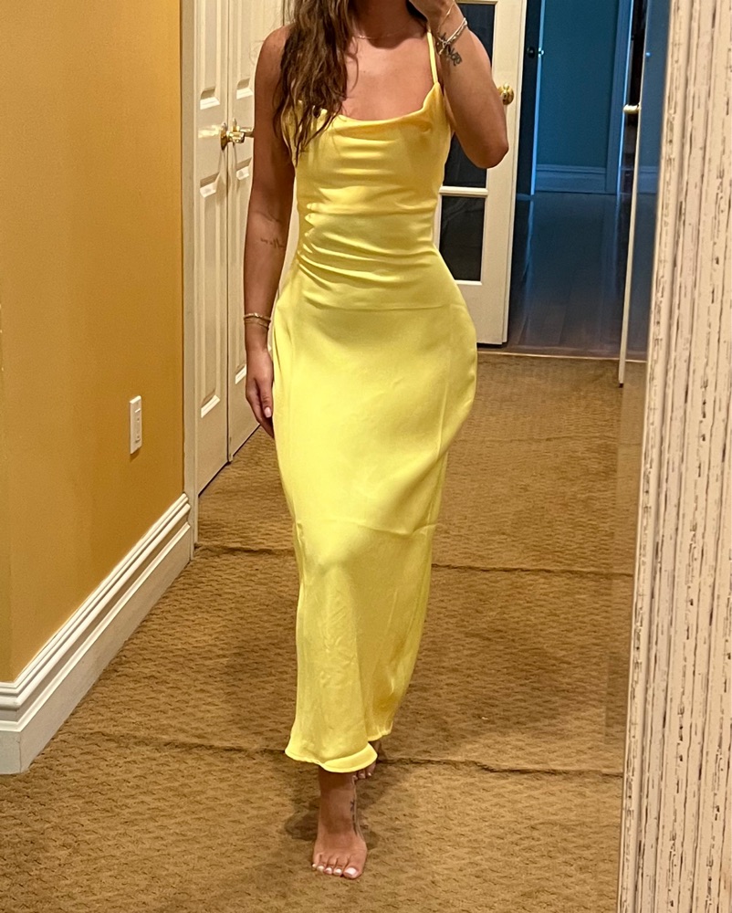 Silky Satin Yellow Dress by ASOS - Pickle