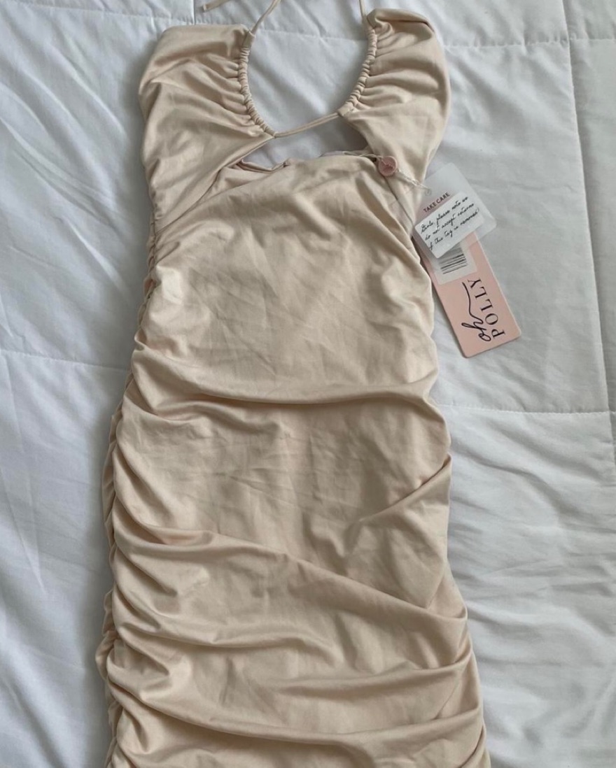 knee length dresses for ladies Aakaa Cowl Neck Cross Back Strap Mini Dress Black/Pink / L / Mini Dress