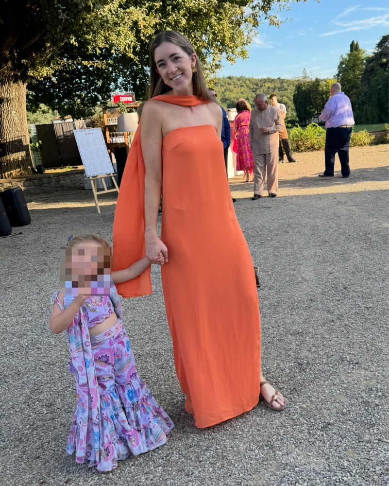 strapless open back dress Cooper Scarf Gown