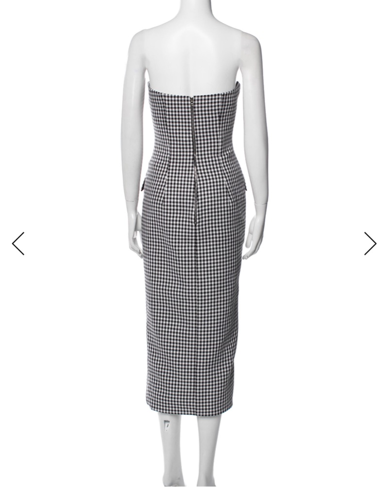 knee length dresses for ladies Miley Dress in Multi-Coloured Houndstooth Crepe Georgette