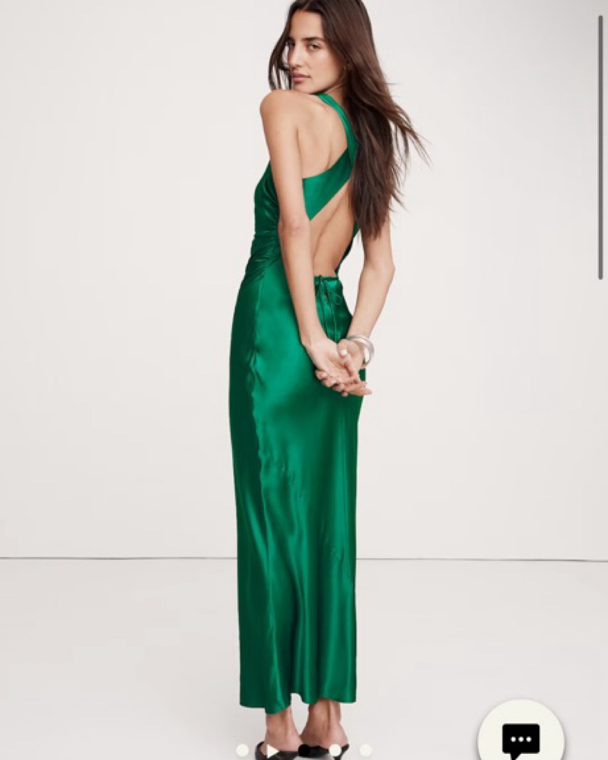 Black Satin Backless Midi Dress - Image 2