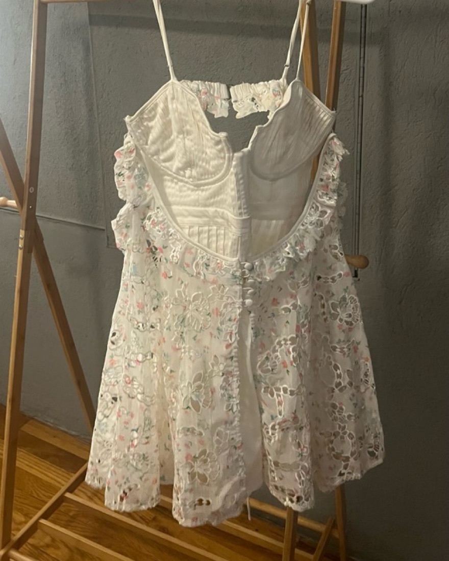 chinese dress ladies Leilani White Floral Textured Strapless Dress