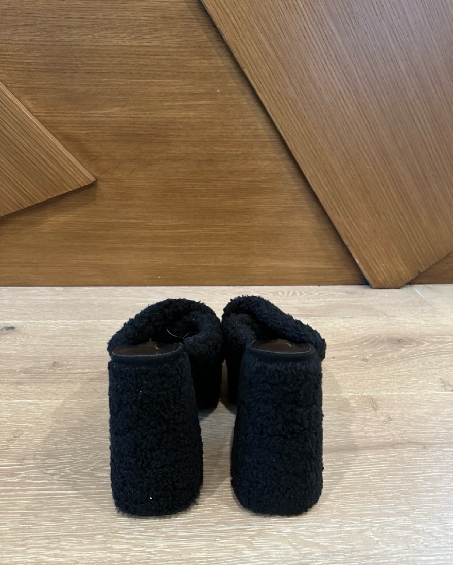 Black Fur Platform Heels - Image 3