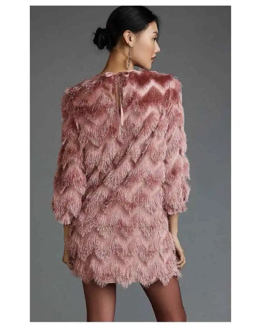 Anthropologie X Hutch Blush Fringe Dress - Image 3