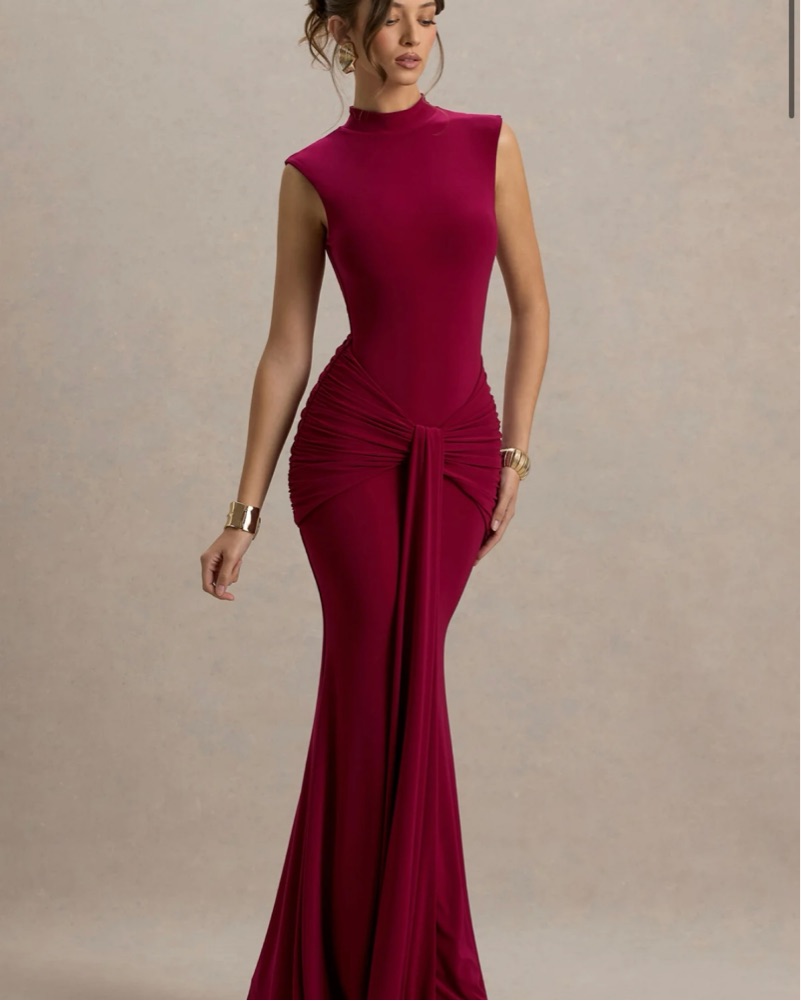 sachin and babi light blue dress Club L Red ruffle maxi dress with adjustable straps main image 1