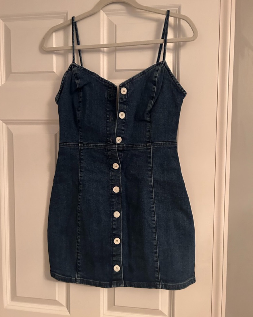Mini Denim Button Up Dress  - Image 2