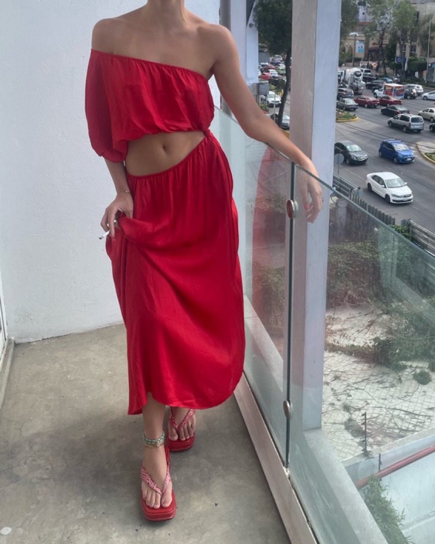 chinese dress ladies Farm Rio Ainika Long Sleeve Tiered Maxi Dress in Graphic Ainika Red at Nordstrom, Size XX-SMALL main image 0