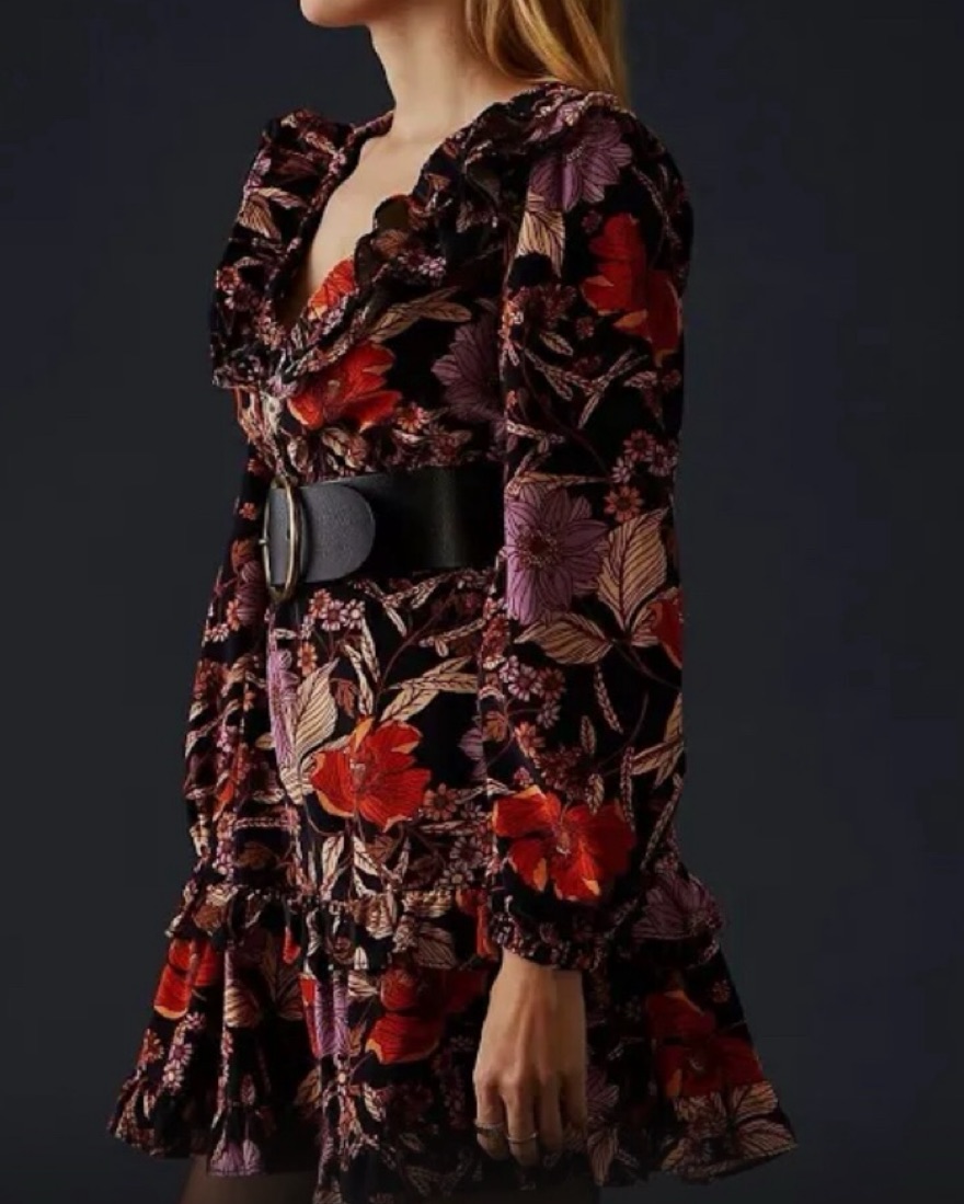 Anthro Pilcro Corduroy Floral Mini Dress by Anthropologie - Pickle