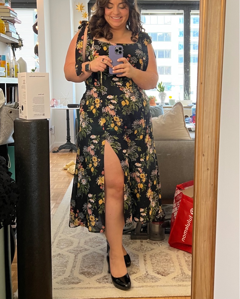 black midi floral dress Adrianna Papell Mock Neck Ruched Maxi Dress