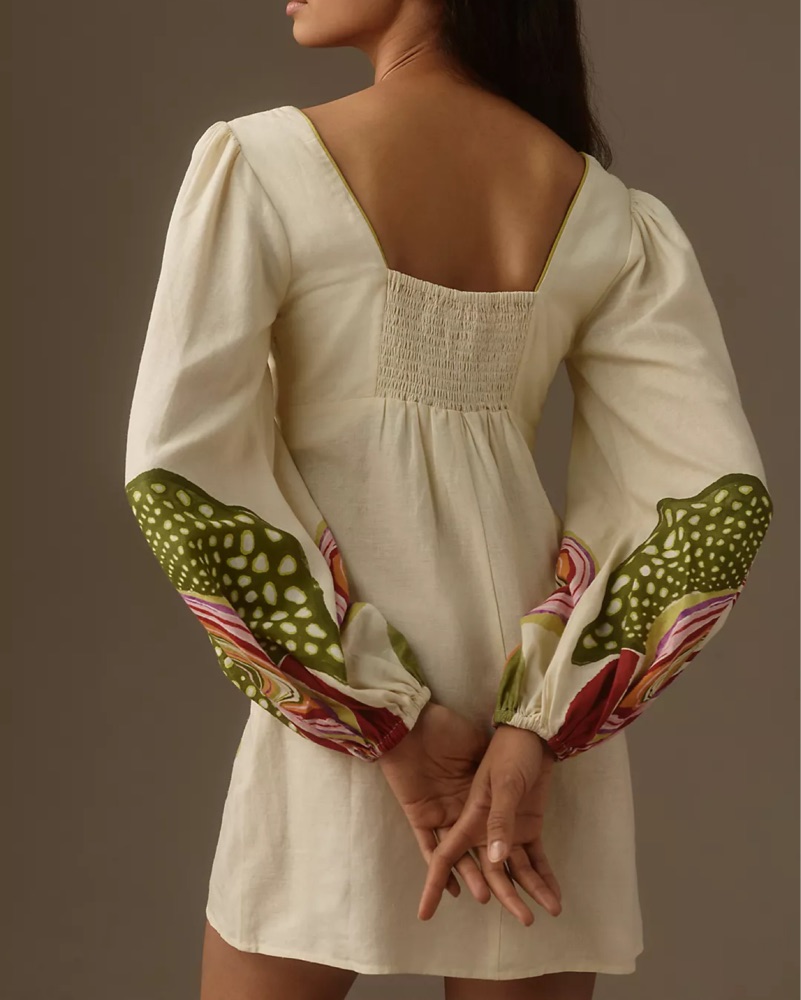 chinese dress ladies By Anthropologie Linen One-Shoulder Seamed Mini Dress