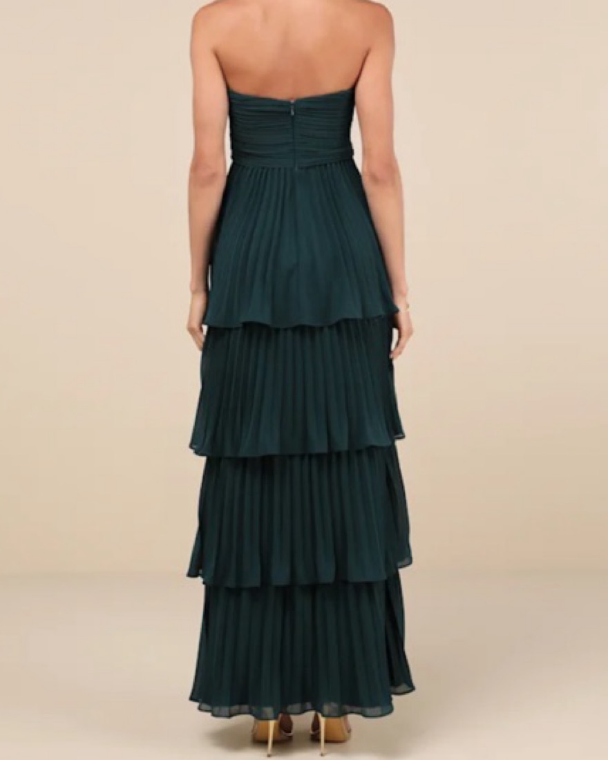 Tiered Dark Green Maxi Dress by Lulus - Pickle