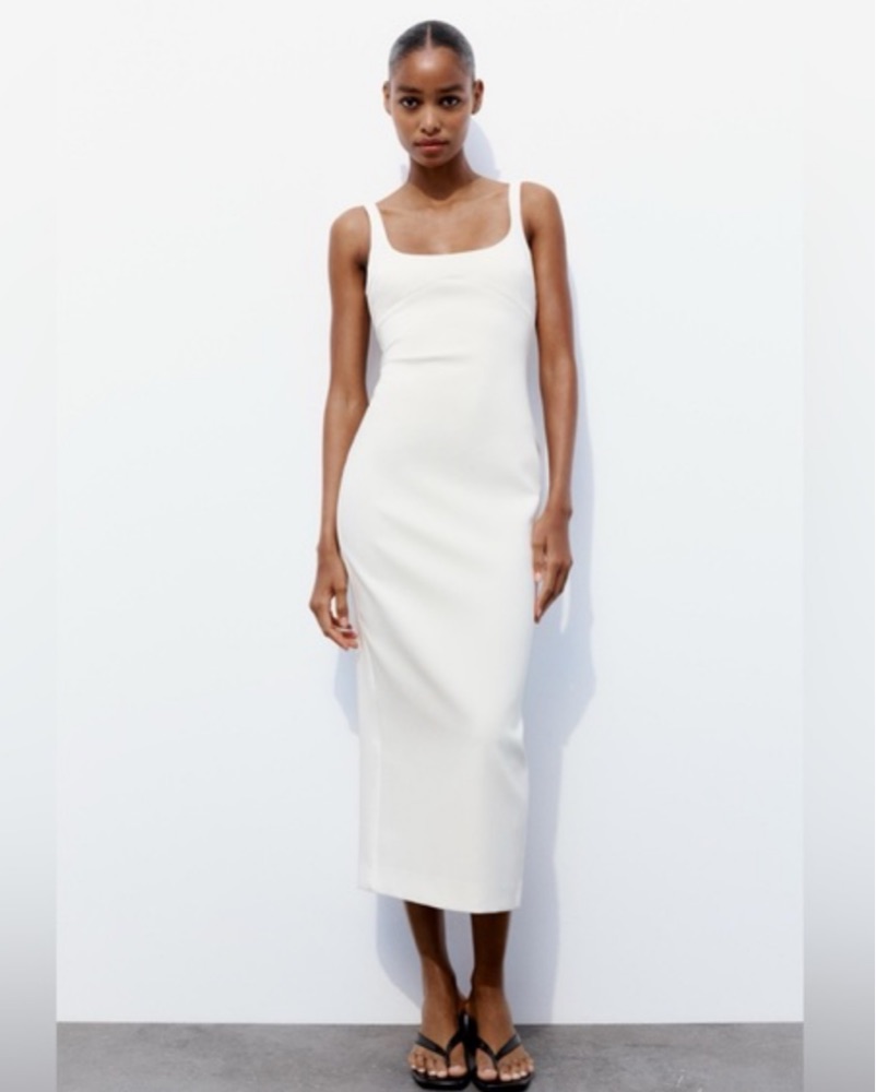 slim fit dress slacks Fifteen Twenty Anetta Contrast Midi Dress - Cream/ Black main image 0