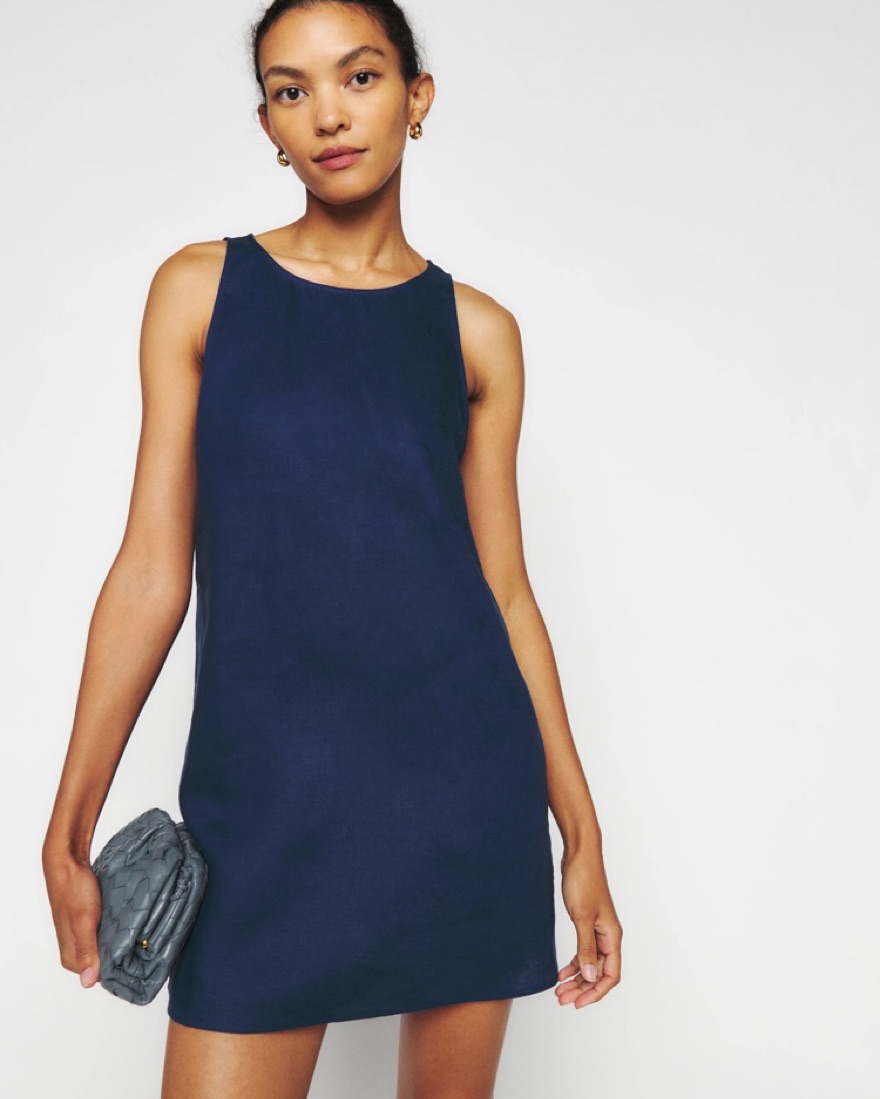 knee length dresses for ladies Jess Linen Dress in Juniper  Mixed by Nasrin