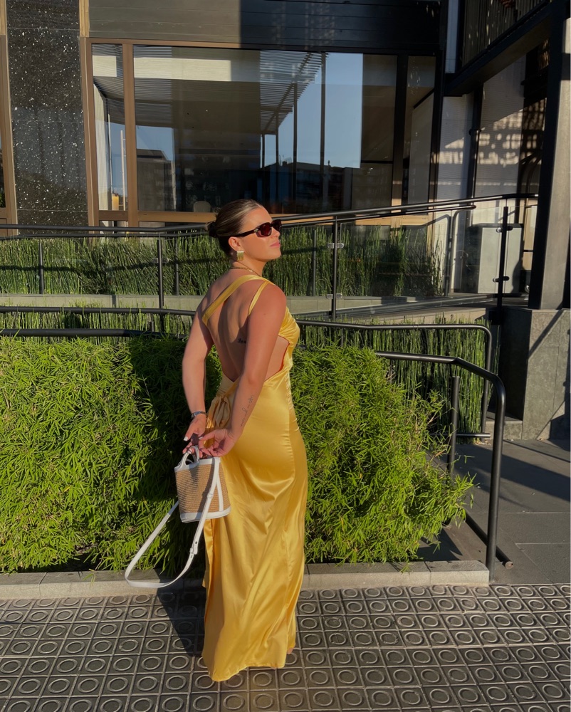 Elegant Yellow Satin Cocktail Dress by Princess Polly - Pickle