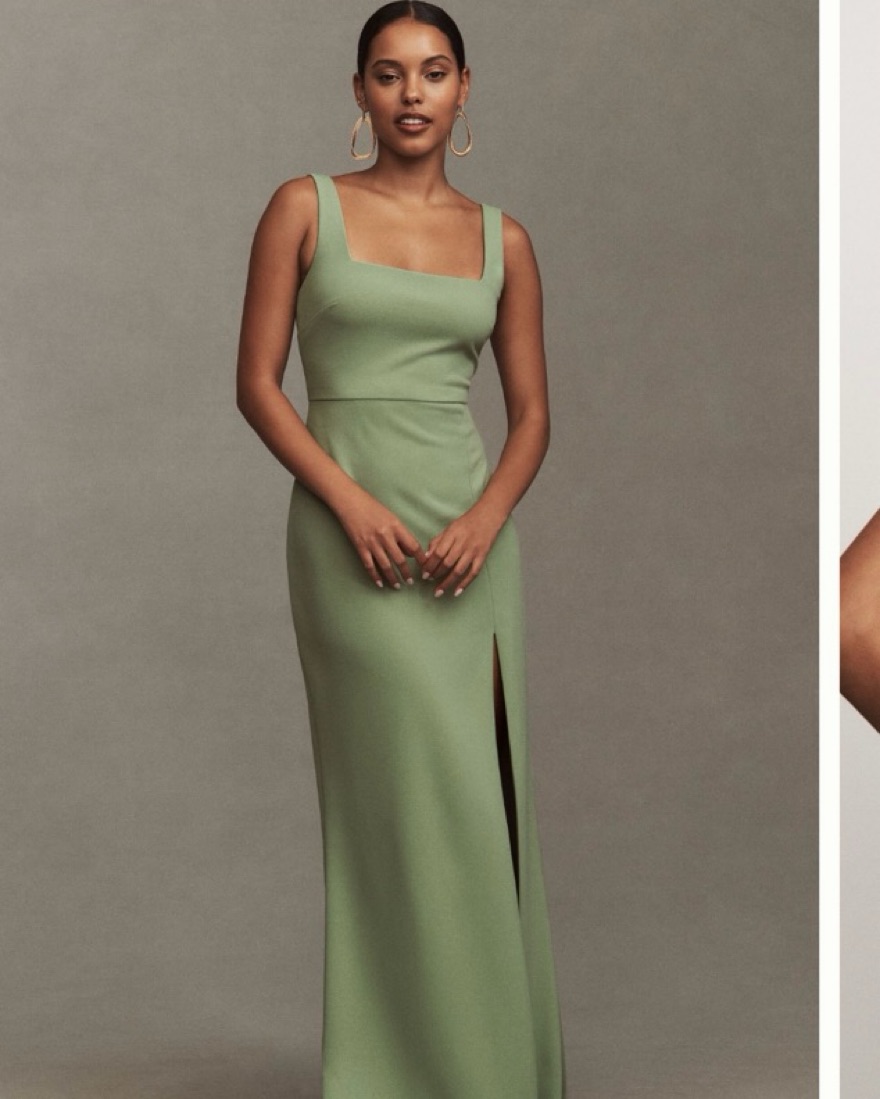 knee length dresses for ladies Laina High Slit Satin Midi Dress