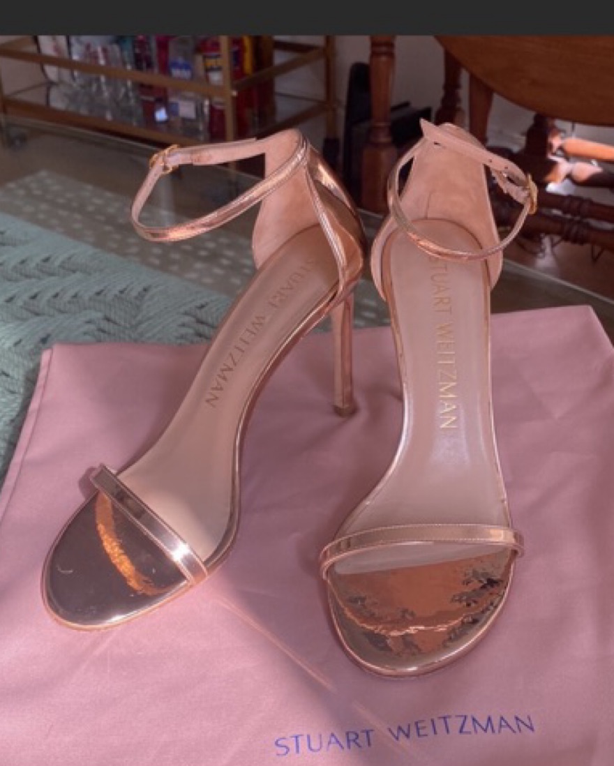 Stuart Weitzman Gold Strappy Sandals - Image 4