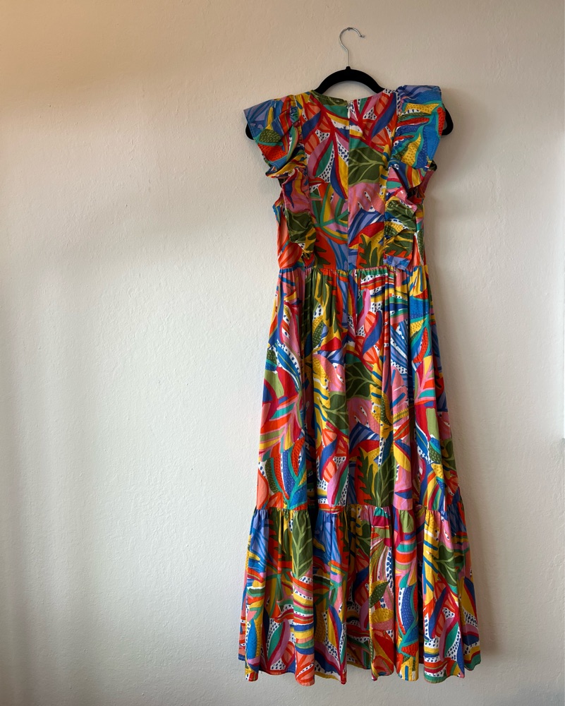 Tropical Print Cotton Poplin Midi Dress by Sugarlips - Pickle