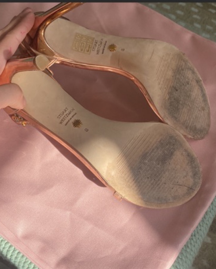 Stuart Weitzman Gold Strappy Sandals - Image 5