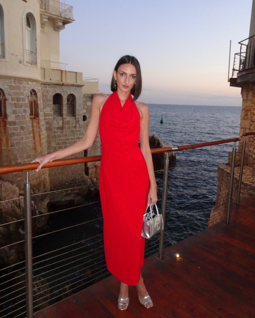 strapless open back dress Prosperity Red Asymmetric-Neck Mini Dress With Bow Detail – Club L London main image 1