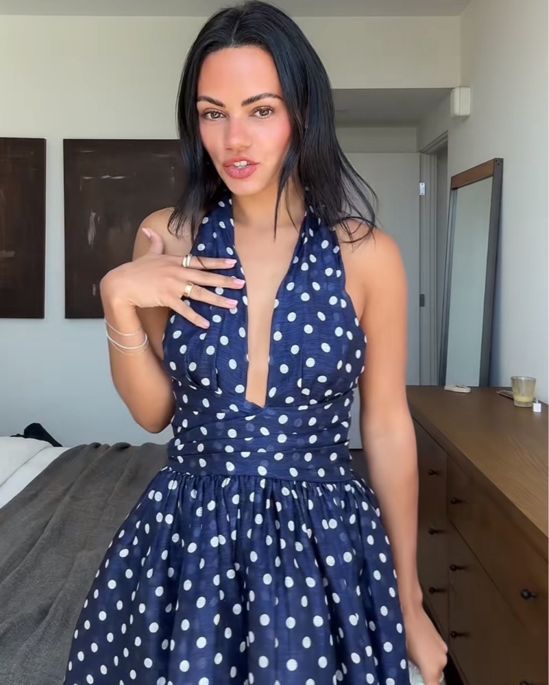 slim fit dress slacks Zimmermann Luminous Halter Gown in Cornflower main image 1