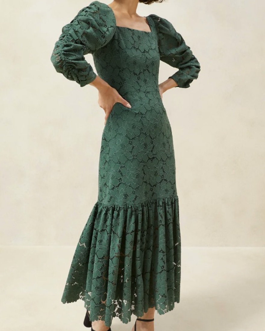 Loeffler Randall Lace Honor Green Dress - Image 1