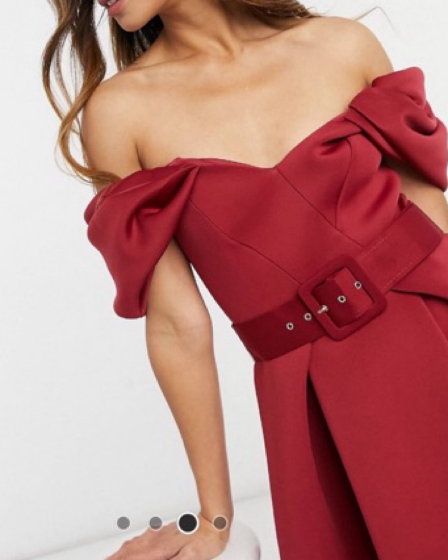 Stunning Red Off-Shoulder Midi Dress - Image 5