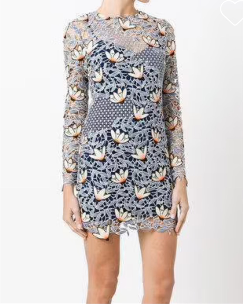 Self Portait Lace Long Sleeve Dress by Self Portrait - Pickle