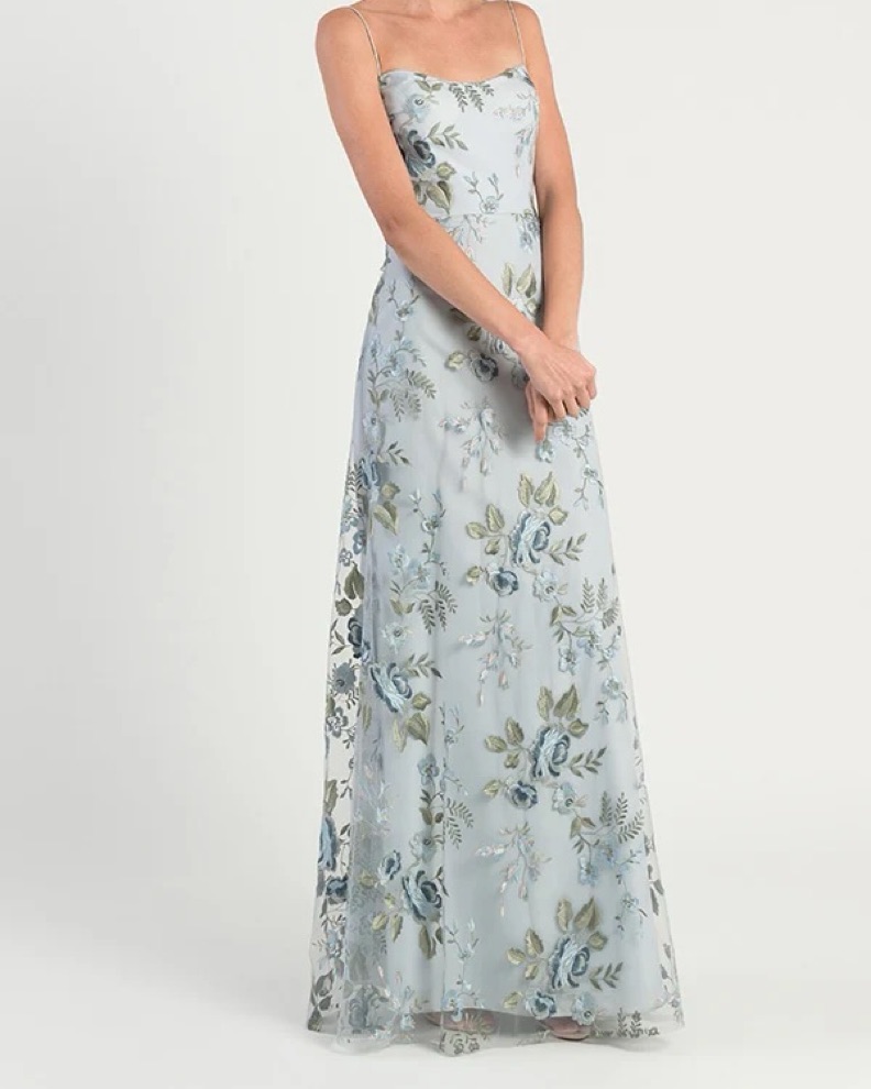 jenny yoo bridesmaid dresses floral Jenny Yoo Long Bridesmaid Dress Julianna Enchanted Floral Serenity Blue main image 0