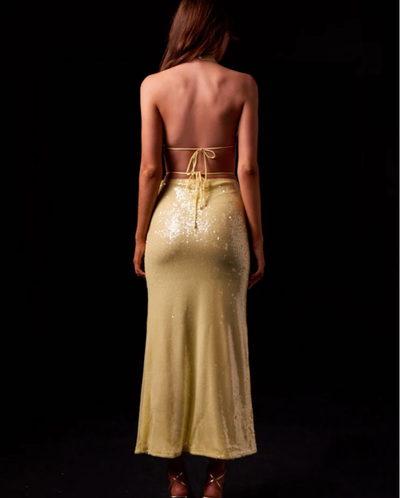 PepperMayo Yellow Sequin Maxi Dress by Peppermayo - Pickle