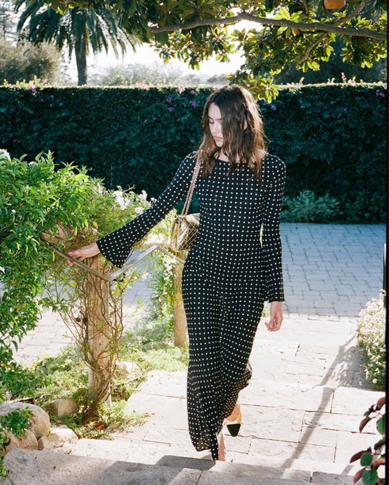 long sleeve green polka dot dress GREEN POLKA MAXI