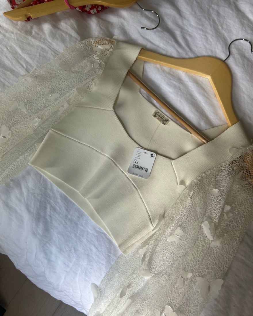 White Free People Butterfly Crop Top - Image 3