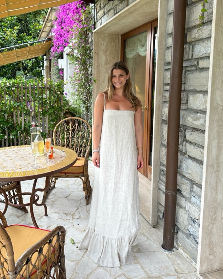 Andres Otalora Mutis Linen Maxi Dress by Andres Otalora - Pickle