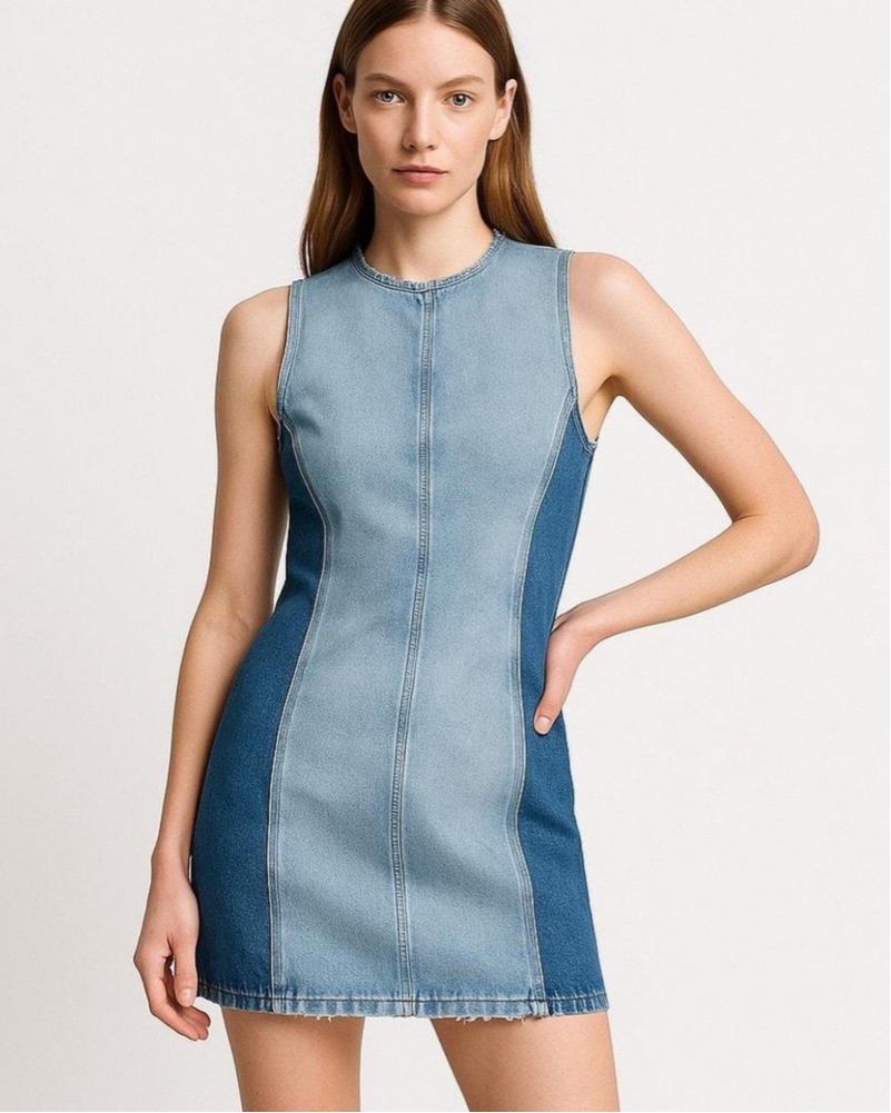 Zara Two Tone Denim Mini Dress by Zara - Pickle
