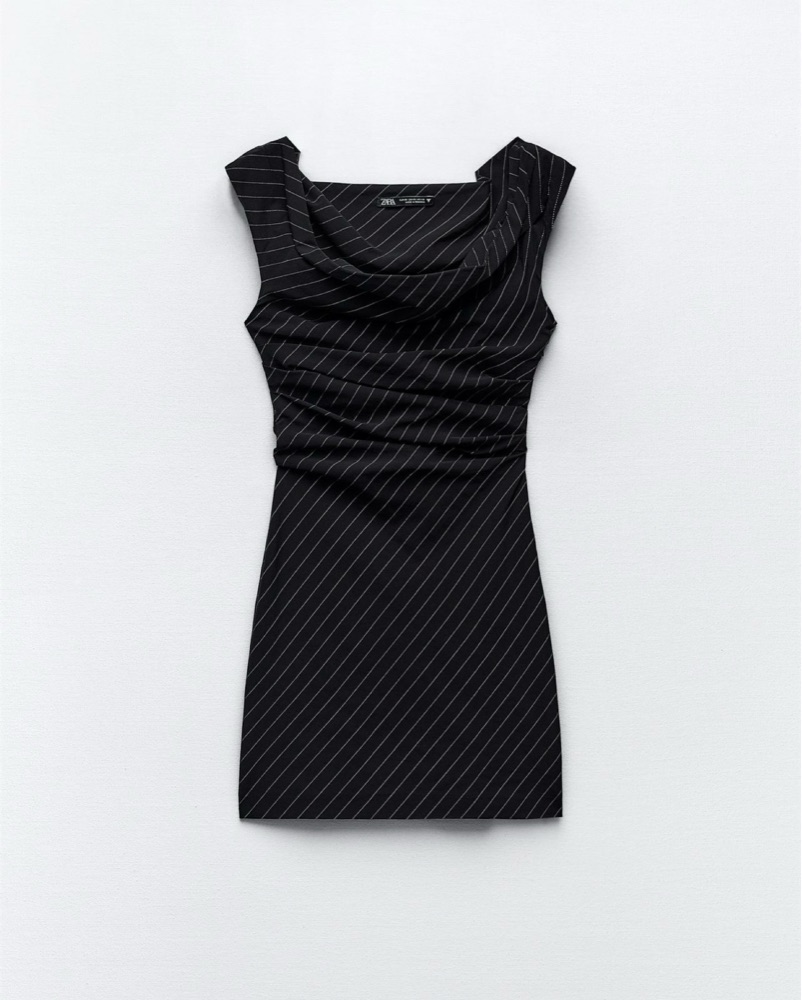 Zara Pinstripe Off Shoulder Mini Dress - Image 3