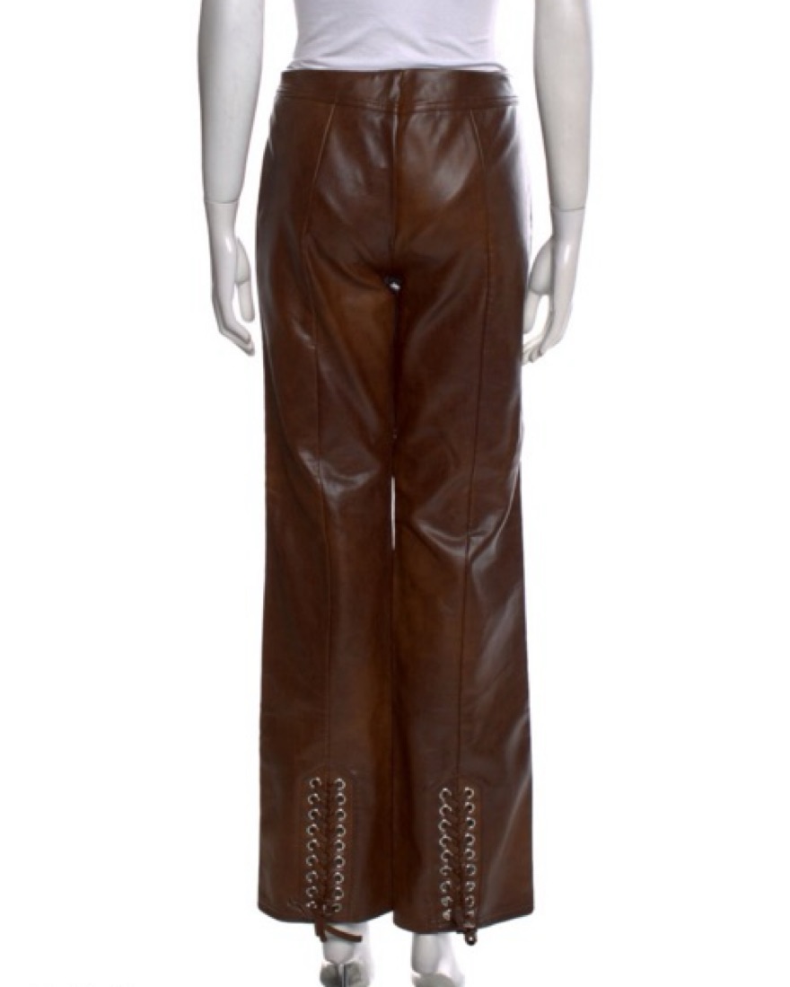 Low Waisted Leather Lace Up Pants - Image 2