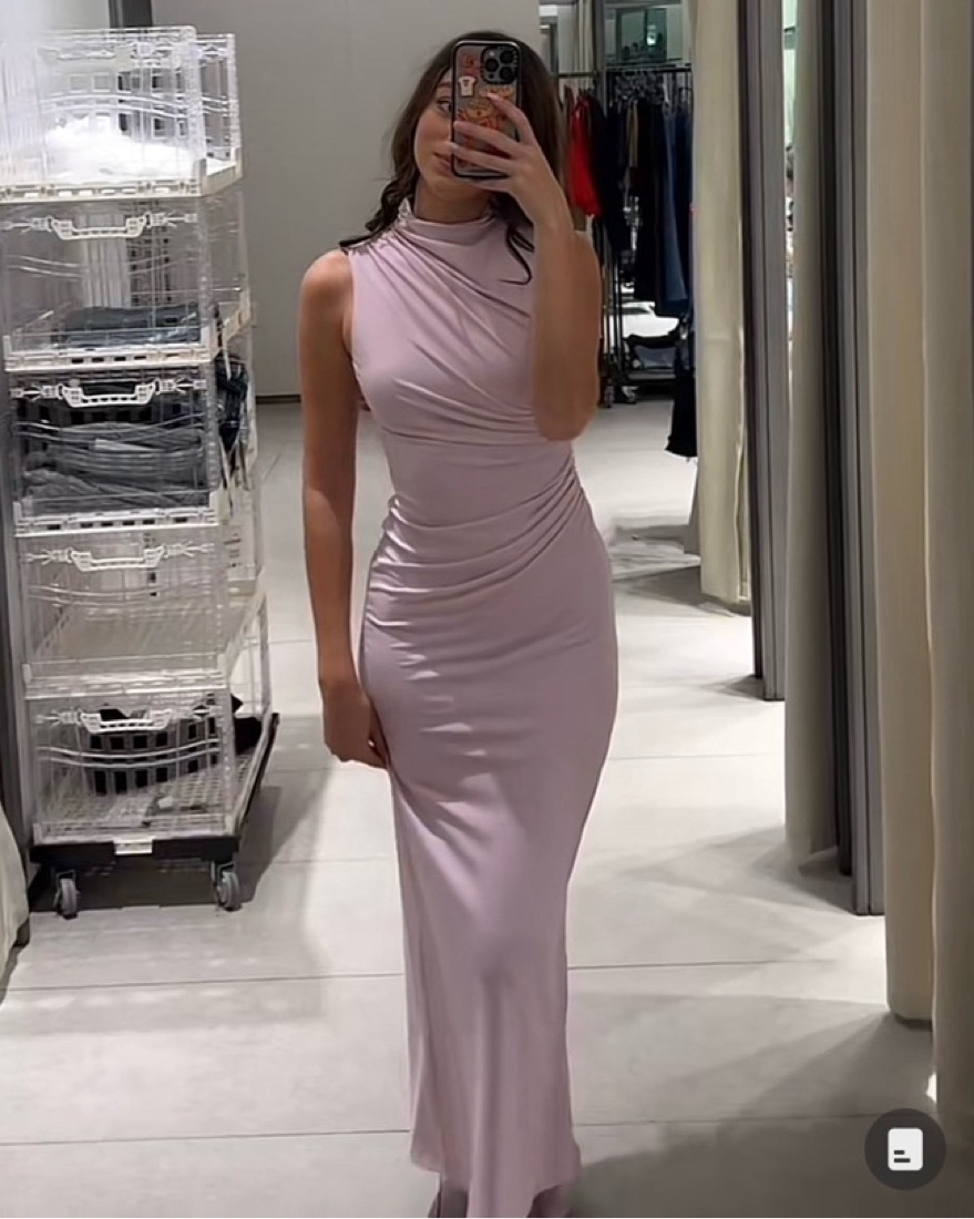 open lace back dress Zara Pink Sleeveless Turtleneck Waffle Chunky Knit Midi Bodycon Sweater  Dress S main image 0