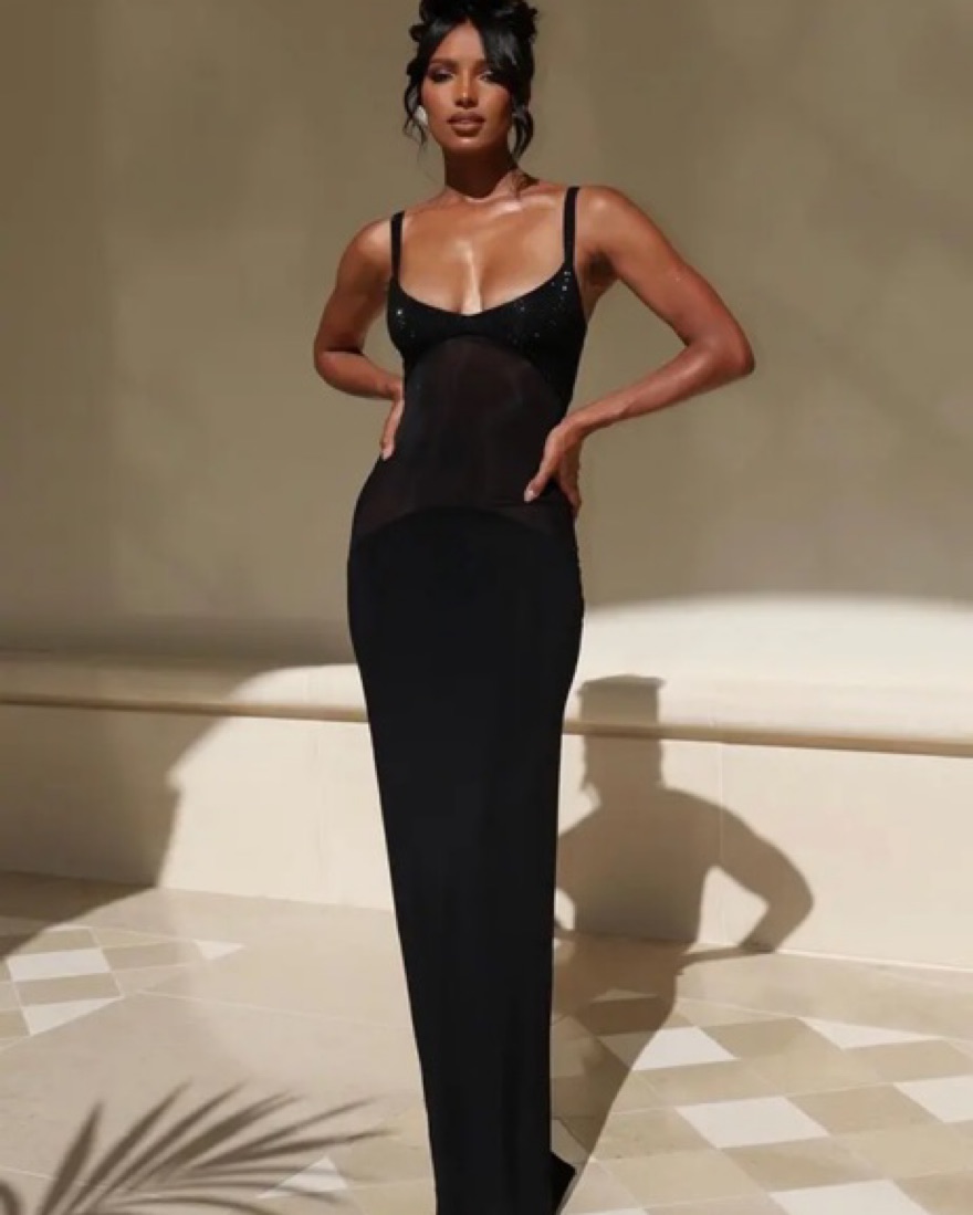 Sheer Panel Black Gown - XS/S Helsa - Image 5