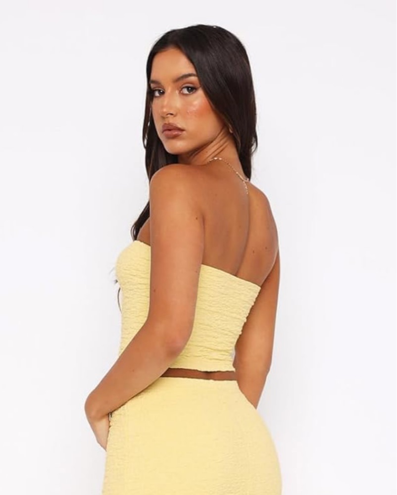 chinese dress ladies CLEO Maxi Dress | Butter Yellow Strapless Maxi