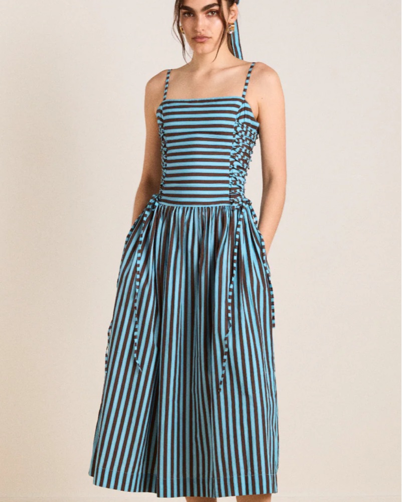 knee length dresses for ladies Jolee Blue Striped Maxi Dress main image 1