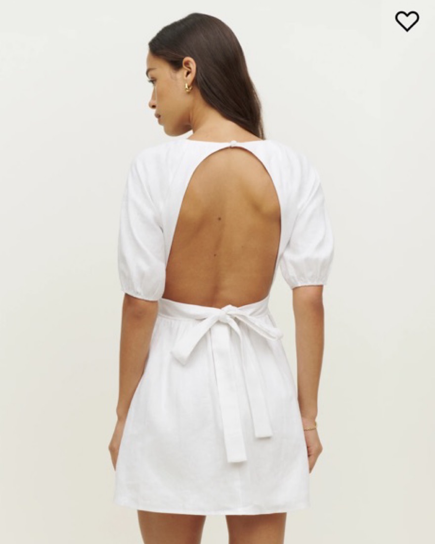 chinese dress ladies Women's Ayana Open Back Mini Dress in Off White Linen, L , Cut Out main image 0