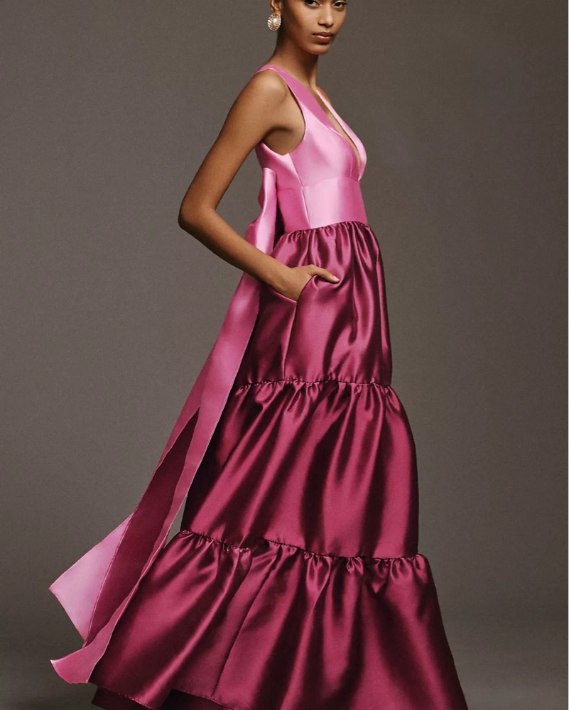 hutch pink bow dress Anthropologie Hutch Bow Tie Maxi Dress Bright Pink Size 2 NWT 