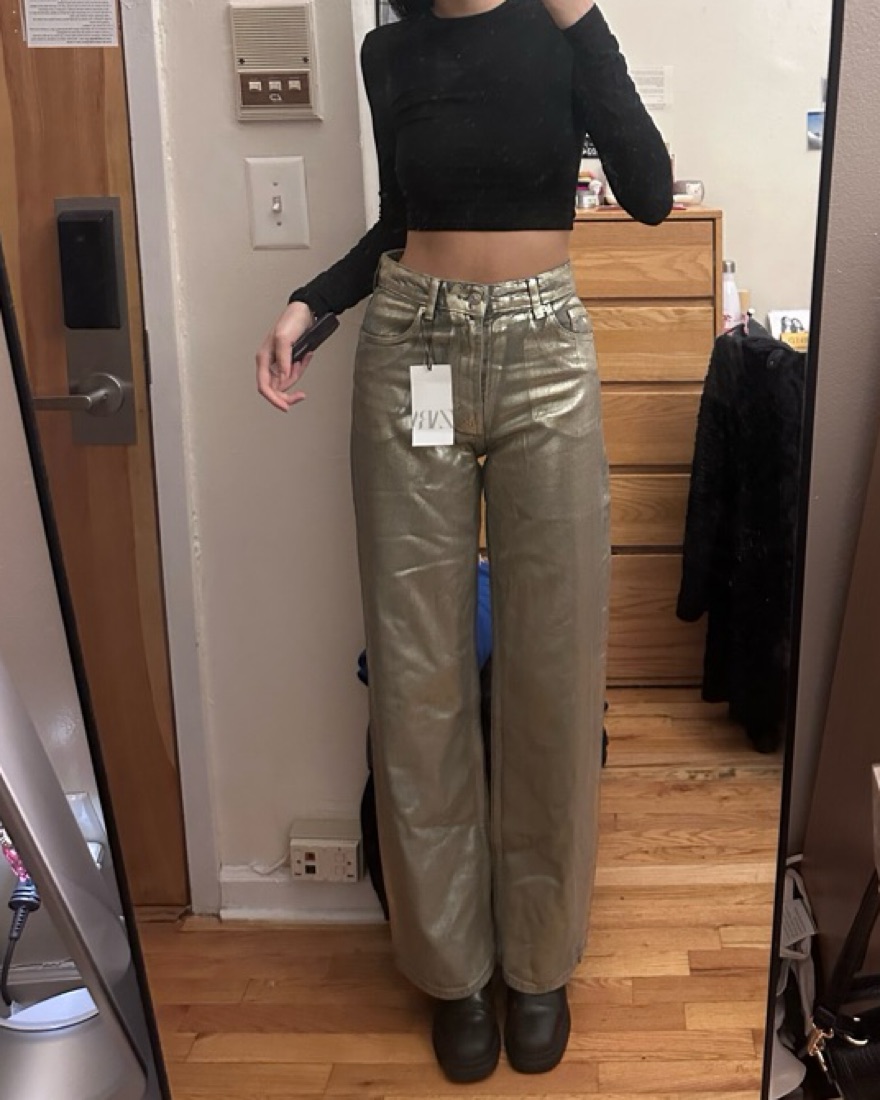 Zara Midwaist TRF Loose Foil Jeans - Image 2