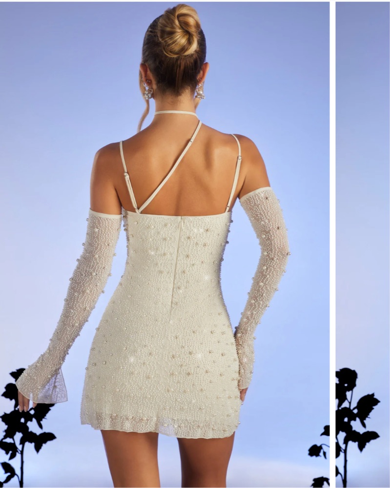 white christmas dresses Fausta Embellished Mid Rise Maxi Skirt in Champagne main image 1