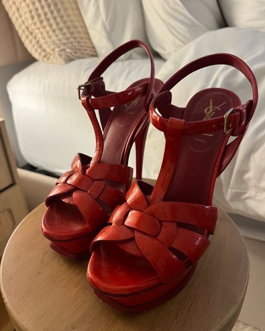 Patent Red Ysl Tribute Sandal - Image 1